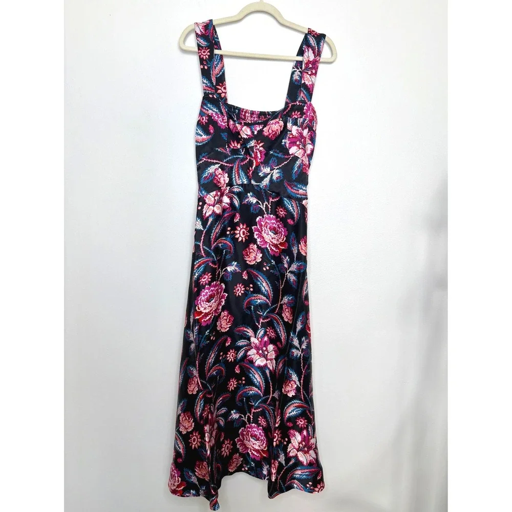 Maeve Anthropologie Jocelyn Sleeveless Slip Midi Dress Floral Med NWT Romantic - Picture 4 of 11